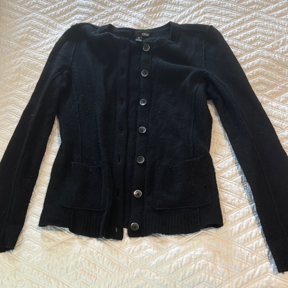 Aqua Black Cashmere Cardigan